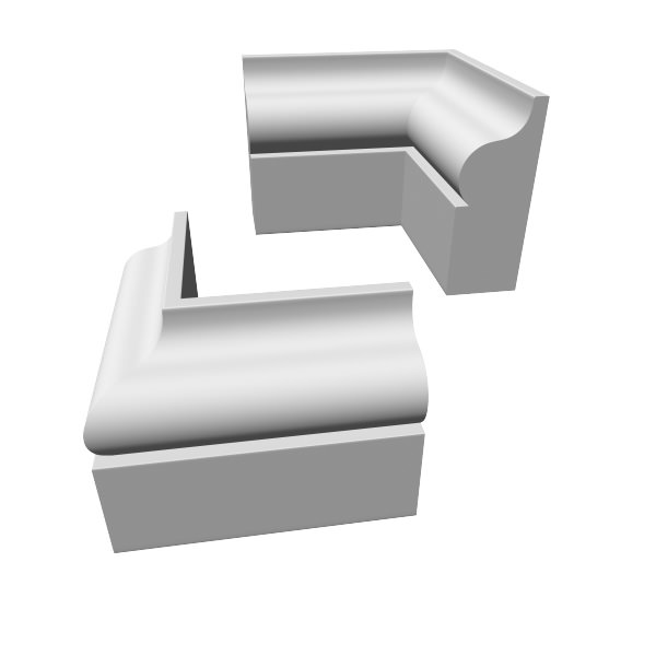 Moulding pair of corner seats 3D model_5