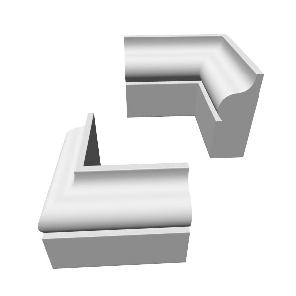 Moulding pair of corner seats 3D model_4