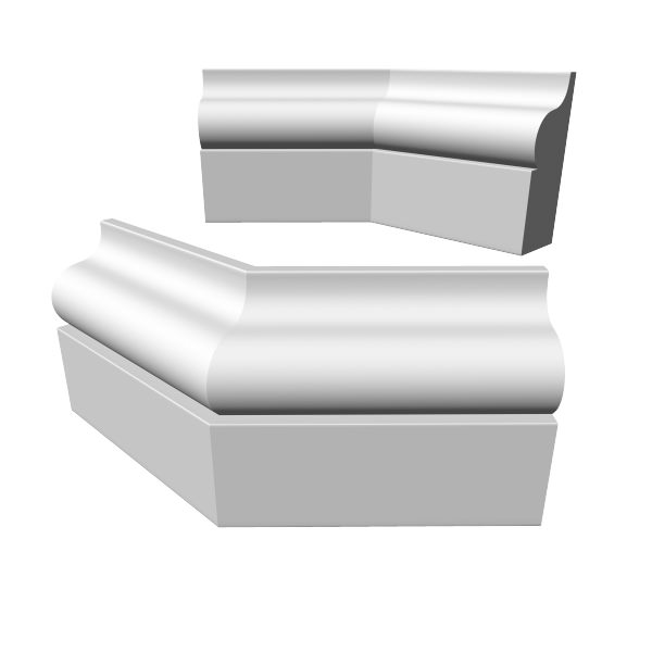 Moulding pair of corner seats 3D model_2