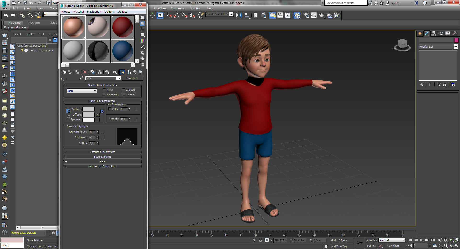 Cartoon Youngster 1 Low-poly 3D model_9