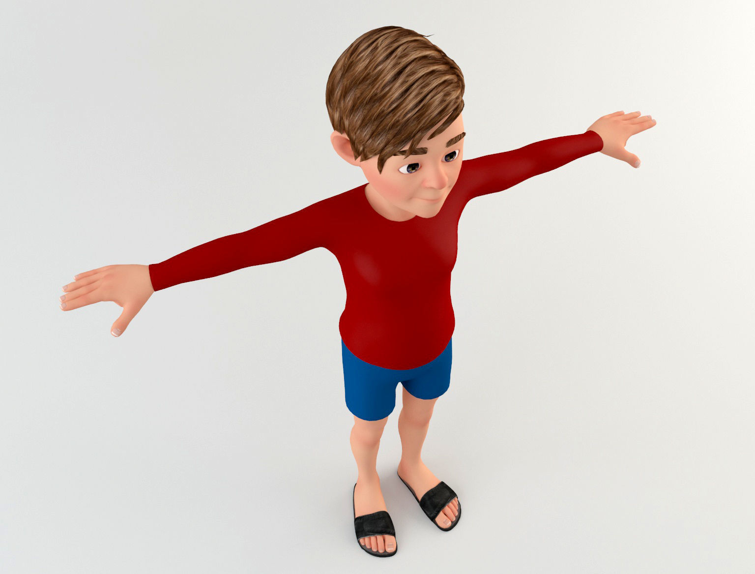 Cartoon Youngster 1 Low-poly 3D model_5