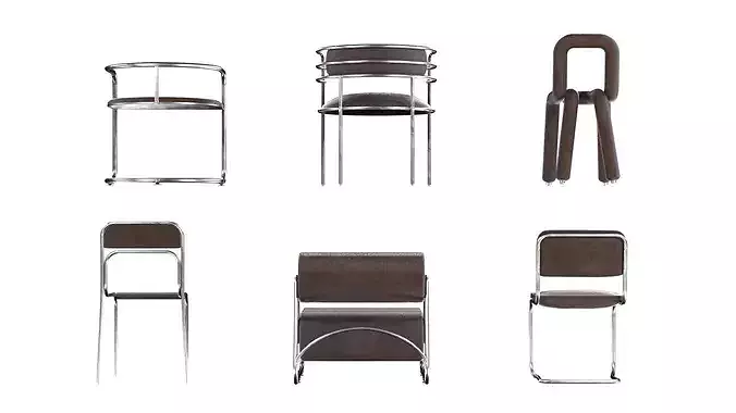 Design chair pack Low-poly 3D model 3