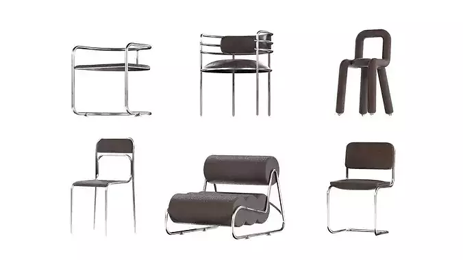 Design chair pack Low-poly 3D model