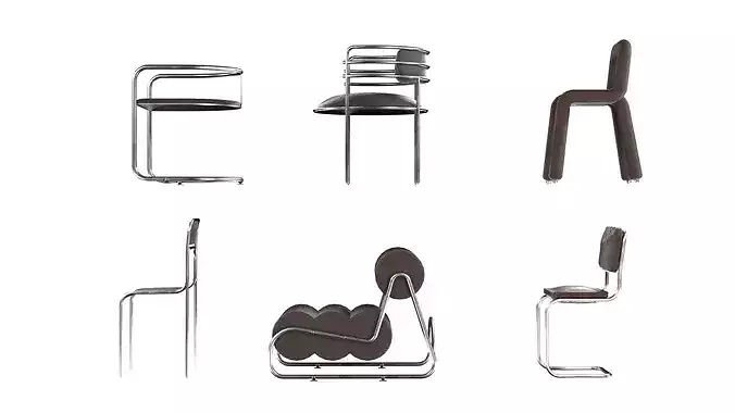 Design chair pack Low-poly 3D model 2