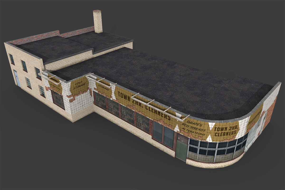 Abandoned Laundry Low-poly 3D model_4