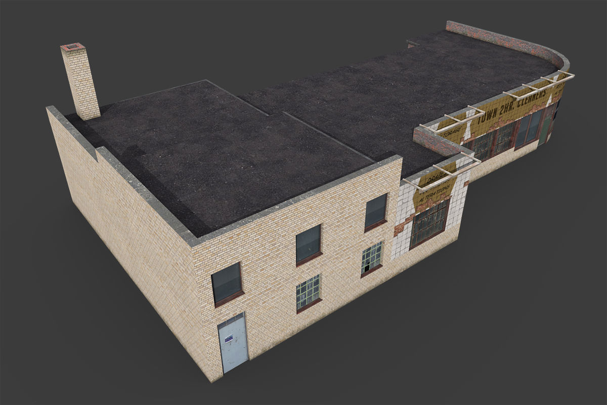 Abandoned Laundry Low-poly 3D model_5