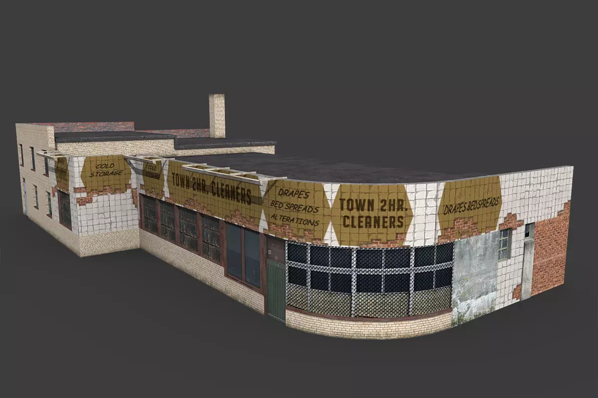 Abandoned Laundry Low-poly 3D model_0