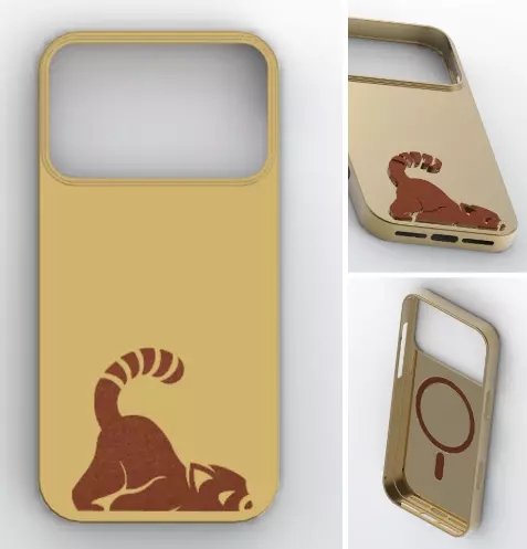 Red Panda Wood Inlay MagSafe Case 3D print model