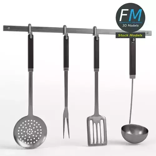 Kitchen tools utensil rack 3D model