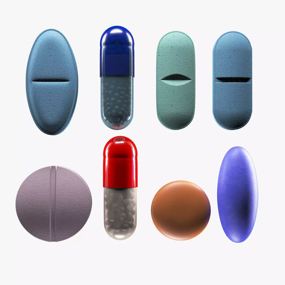 Detailed Pill Set 3D model_0