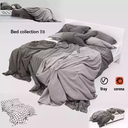 Bed collection 13 Low-poly 3D model