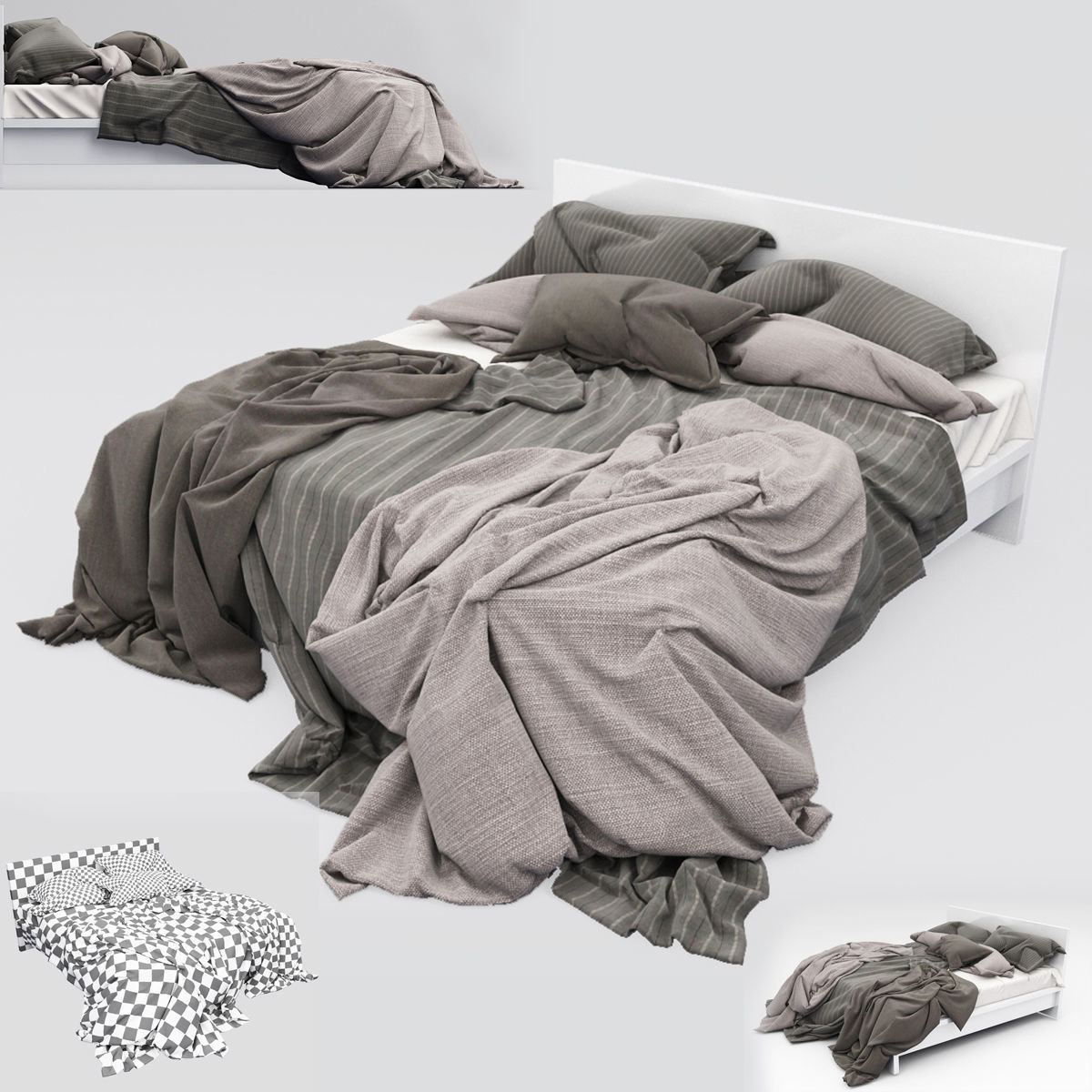 Bed collection 13 Low-poly 3D model_1