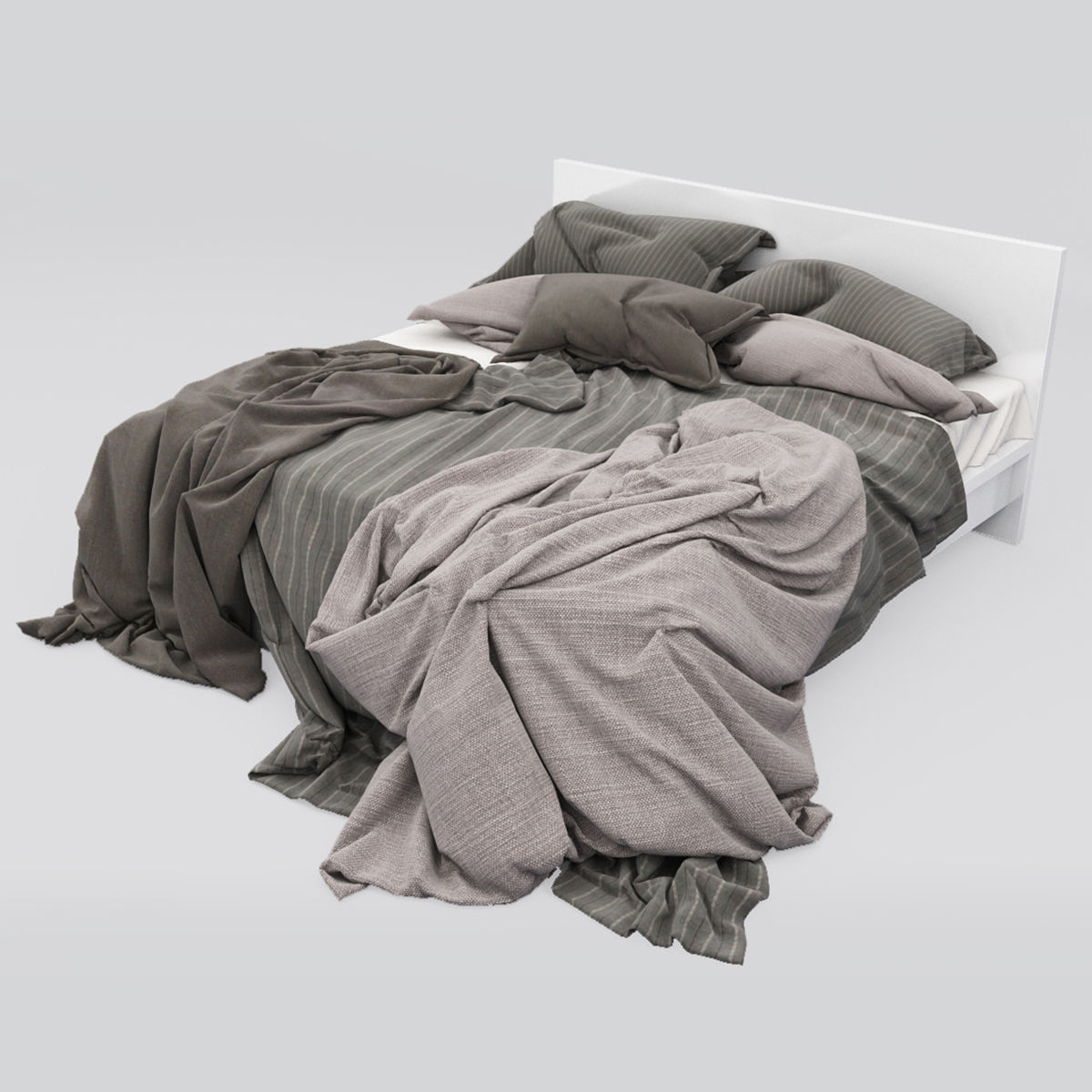 Bed collection 13 Low-poly 3D model_2