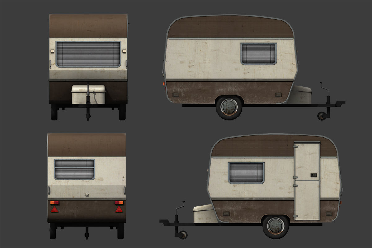Caravan Trailer Low-poly 3D model_6