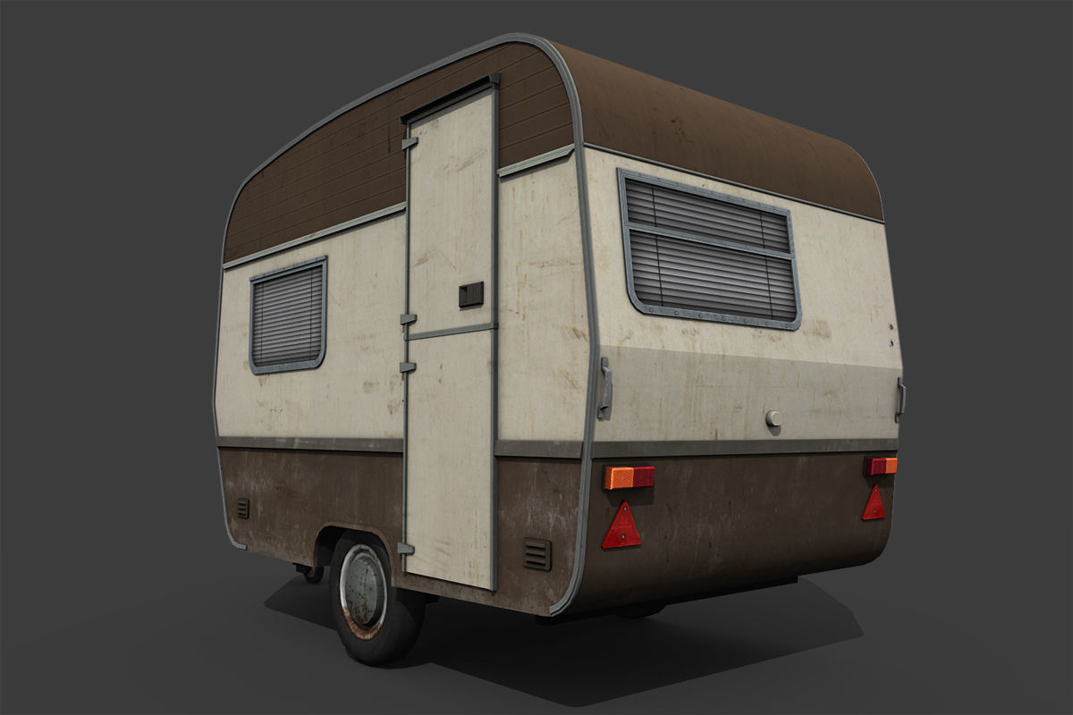 Caravan Trailer Low-poly 3D model_2