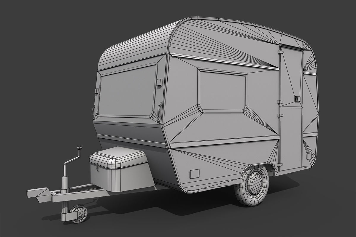 Caravan Trailer Low-poly 3D model_1