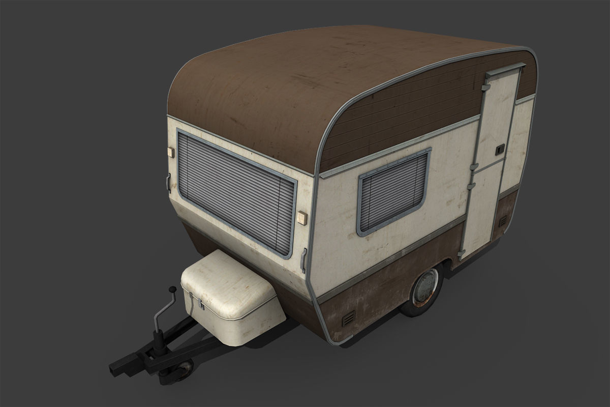 Caravan Trailer Low-poly 3D model_5