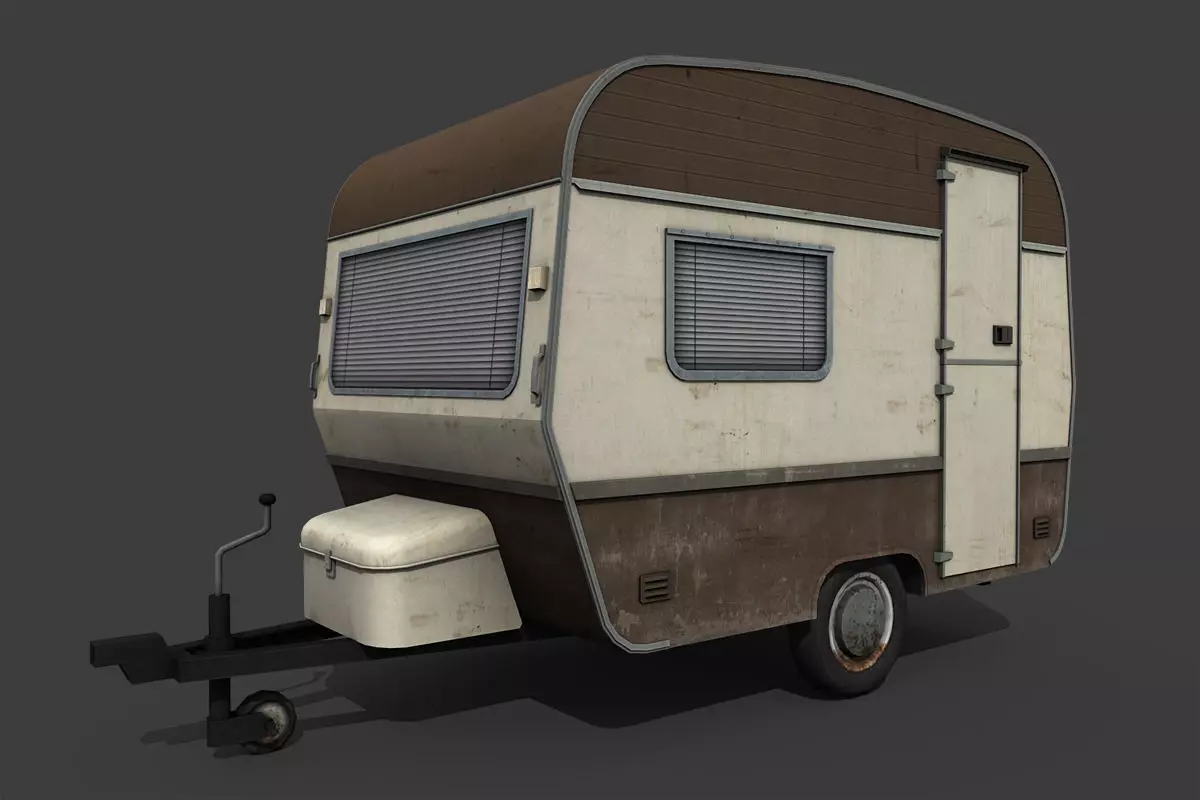 Caravan Trailer Low-poly 3D model_0