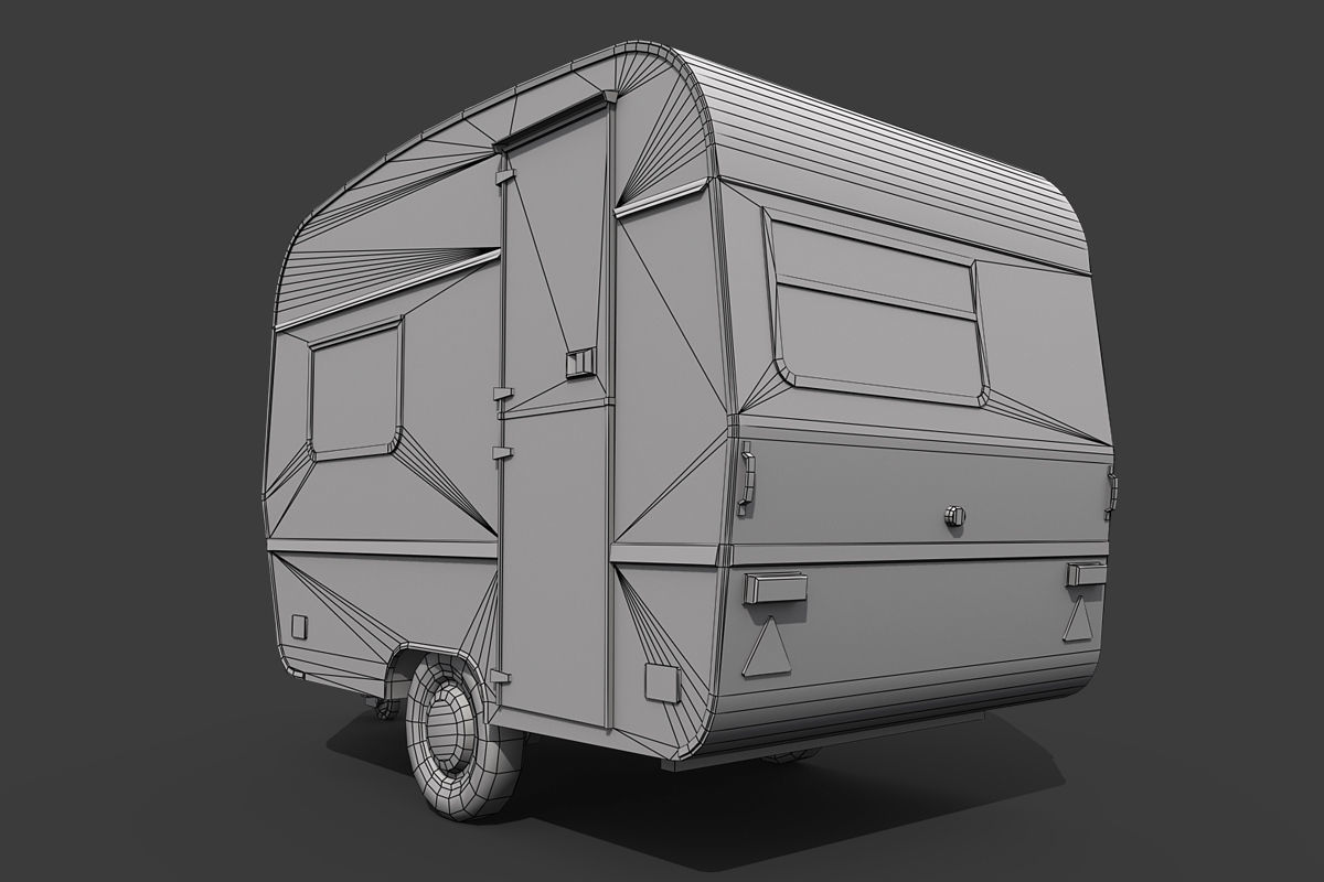 Caravan Trailer Low-poly 3D model_3