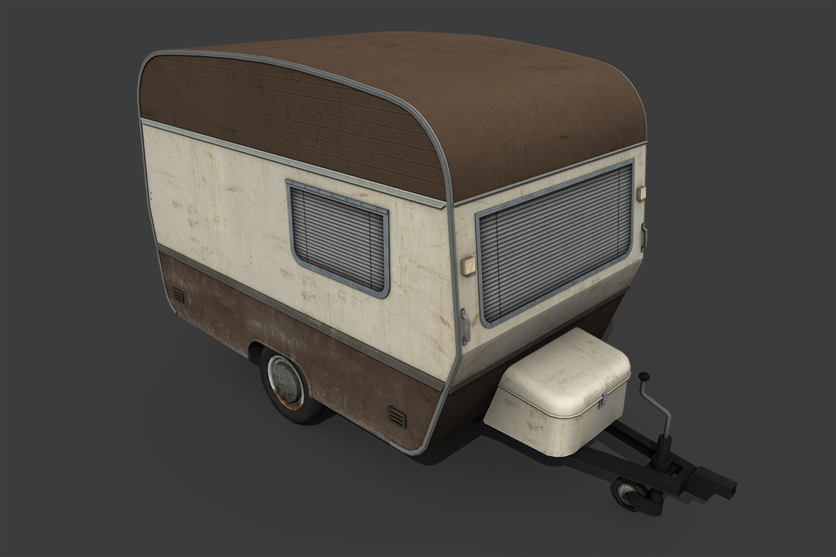 Caravan Trailer Low-poly 3D model_4