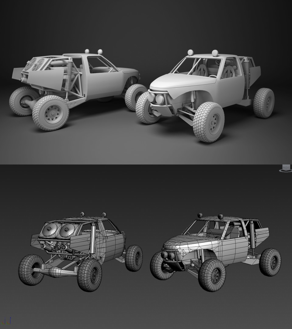 Custom Buggy Low-poly 3D model_1