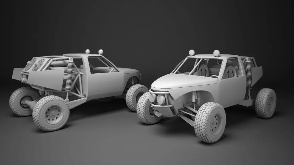 Custom Buggy Low-poly 3D model_0