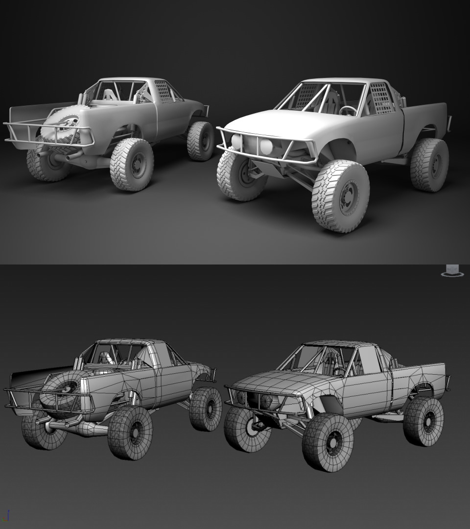 Custom Pickup Low-poly 3D model_1