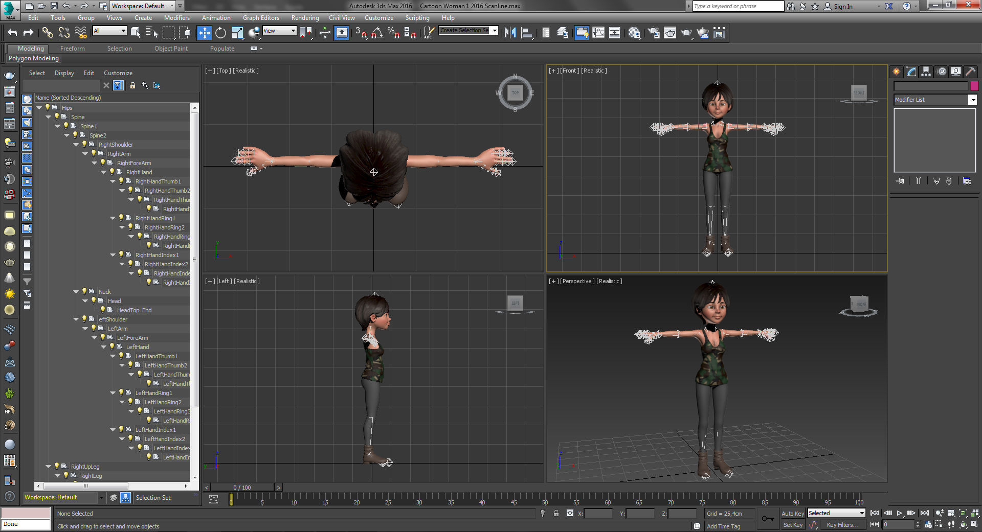 Cartoon Woman Low-poly 3D model_8