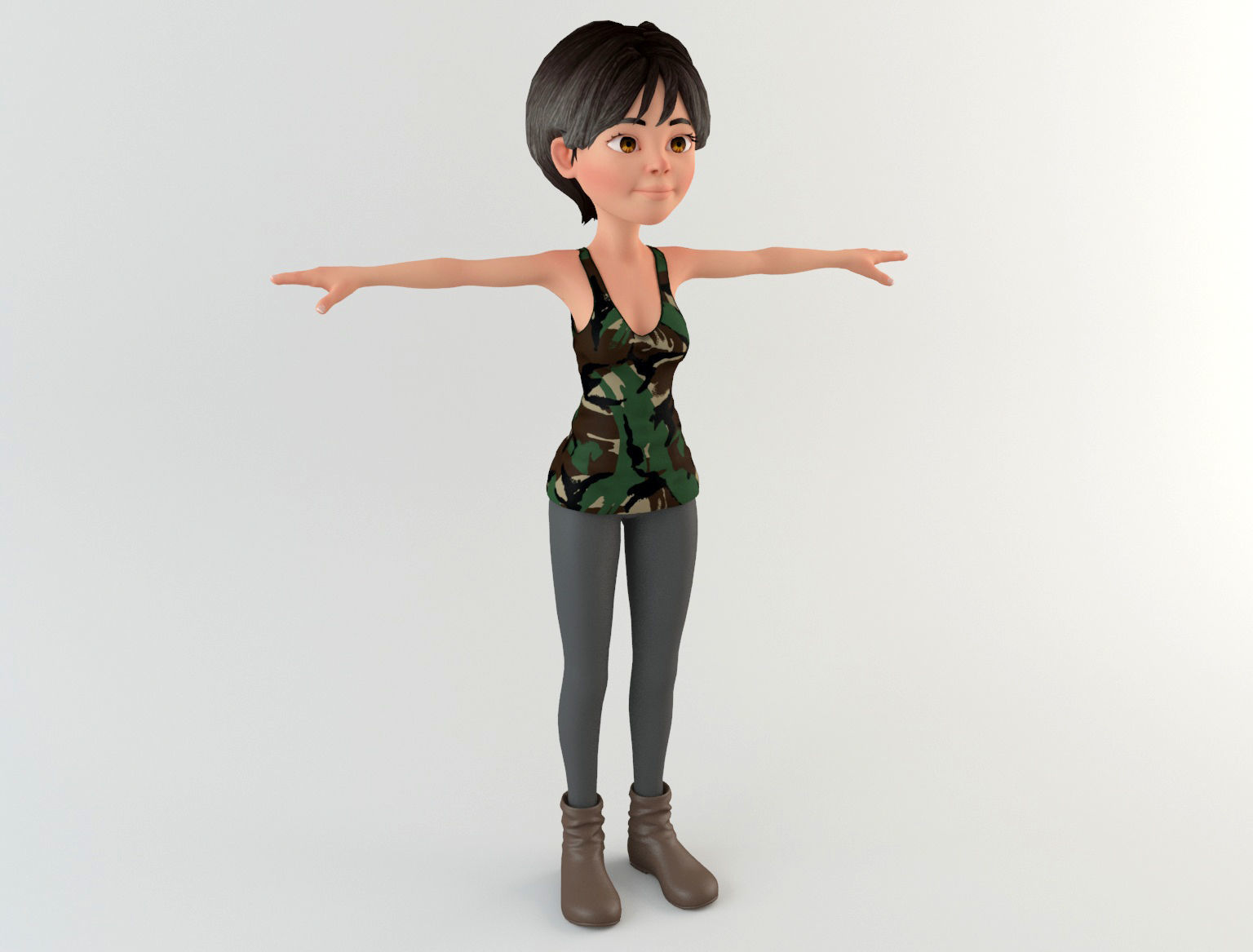 Cartoon Woman Low-poly 3D model_4