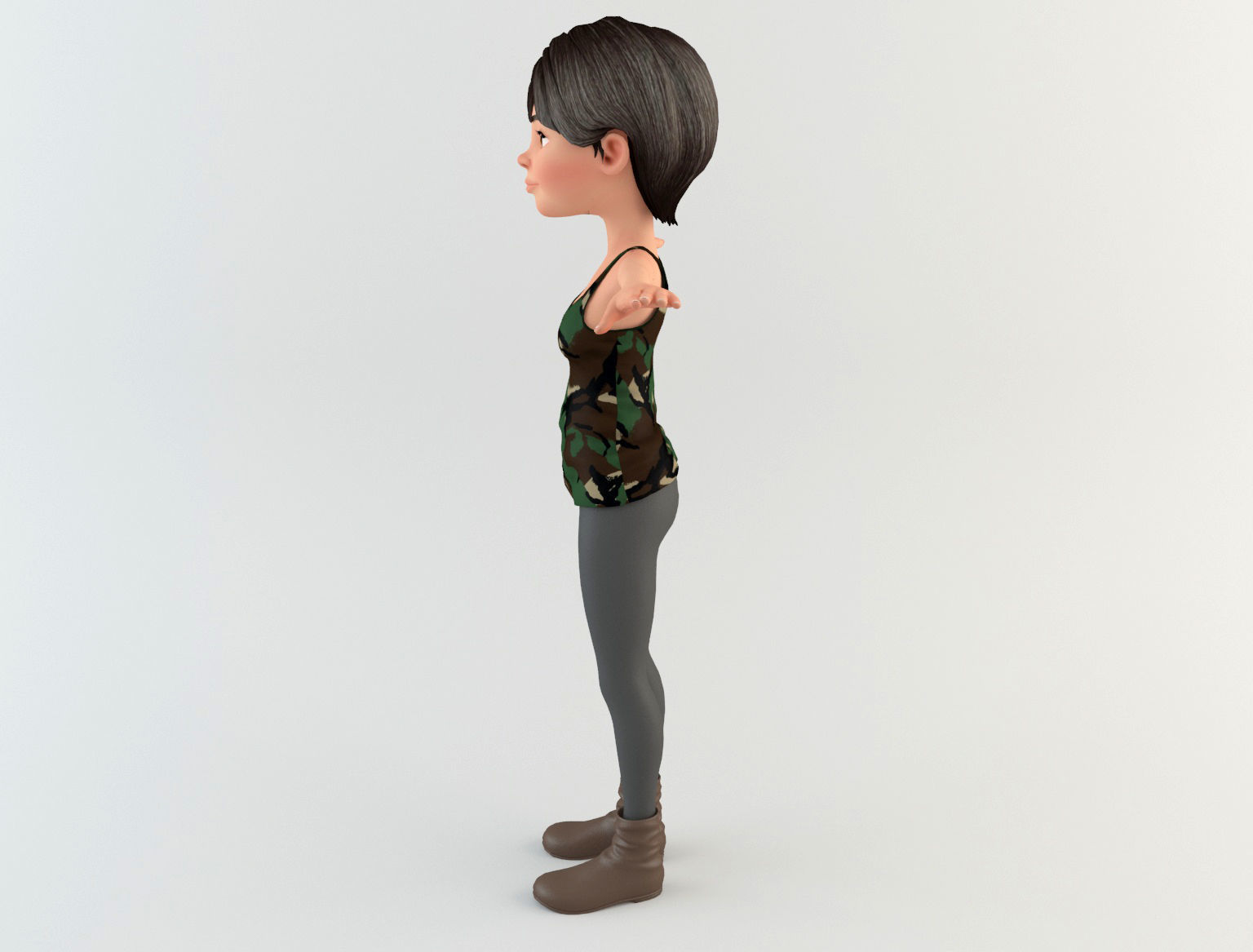 Cartoon Woman Low-poly 3D model_3