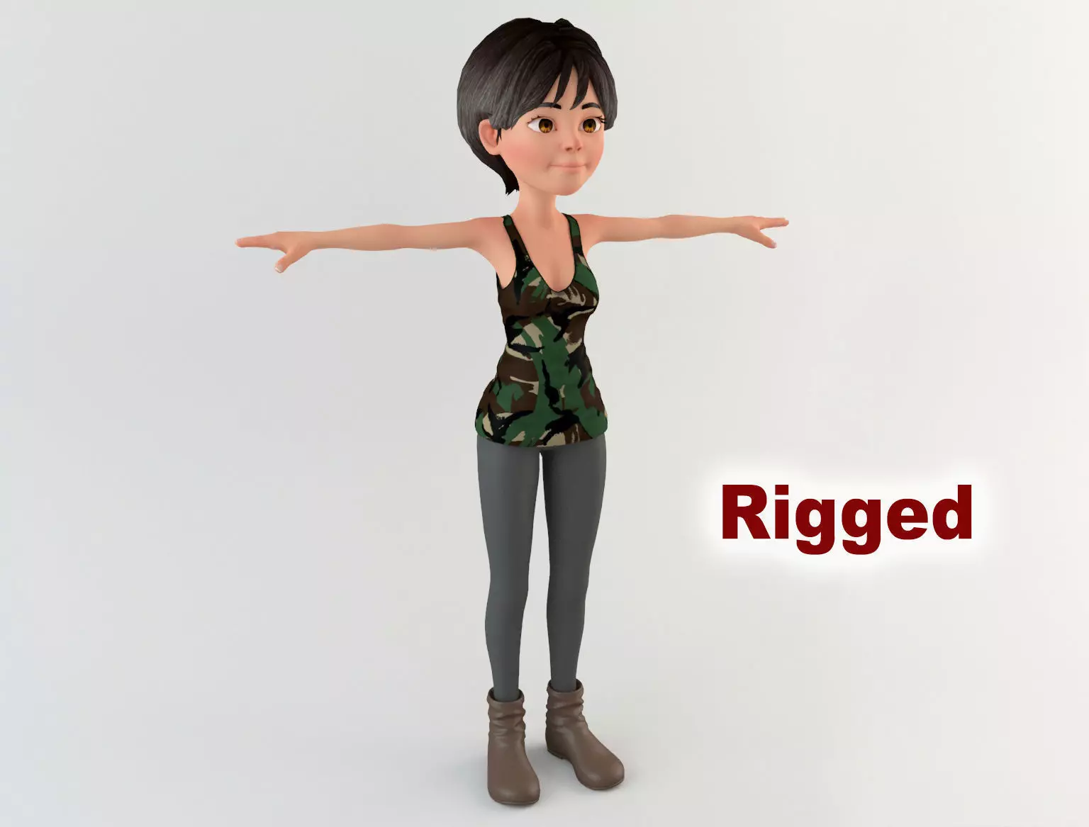 Cartoon Woman Low-poly 3D model_0