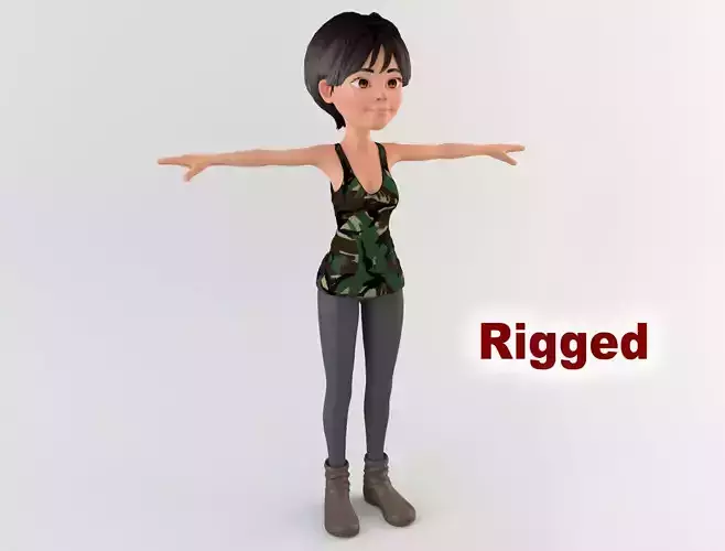 Cartoon Woman Low-poly 3D model