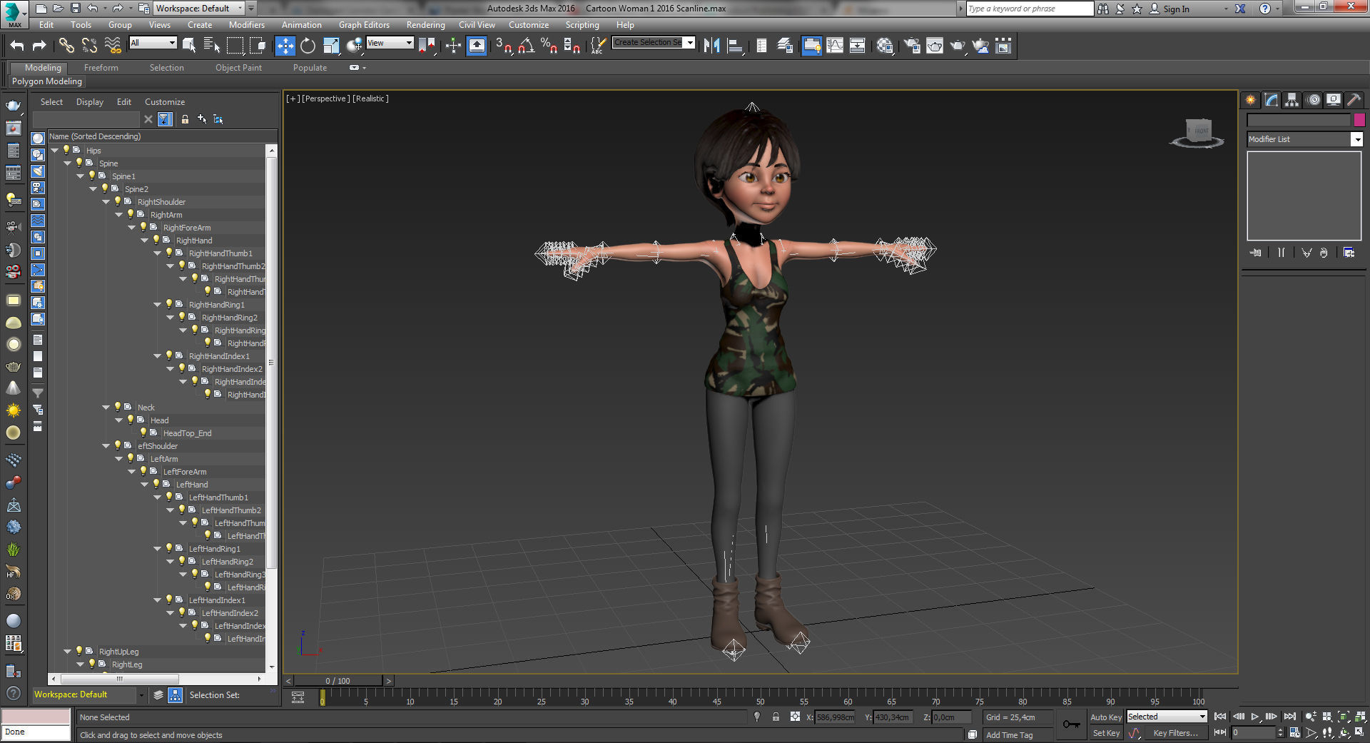 Cartoon Woman Low-poly 3D model_7