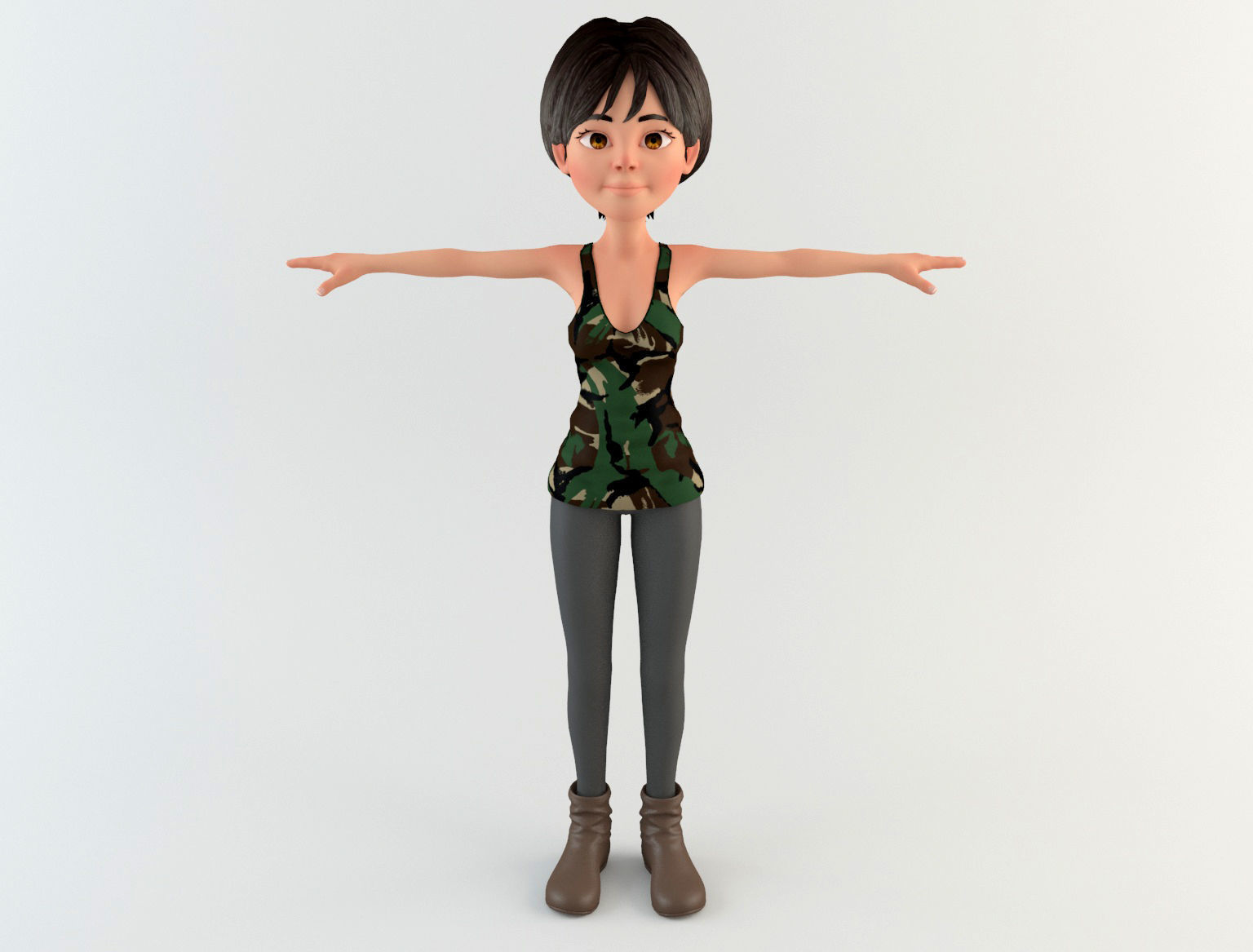 Cartoon Woman Low-poly 3D model_1