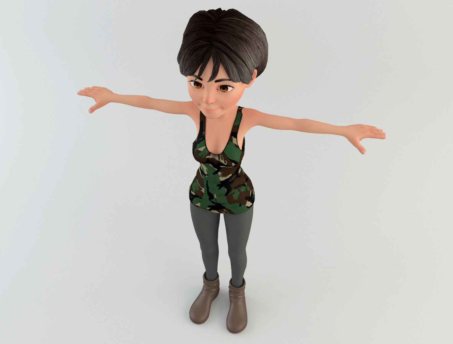 Cartoon Woman Low-poly 3D model_6