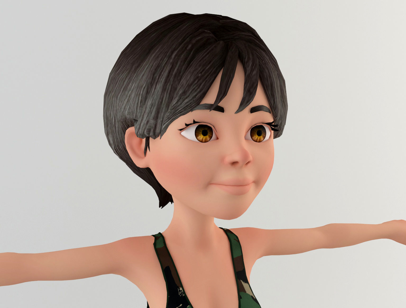 Cartoon Woman Low-poly 3D model_5