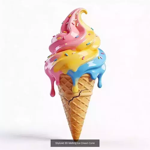 Stylized Summer Drinks and Desserts Collection 3D Model Pack 3