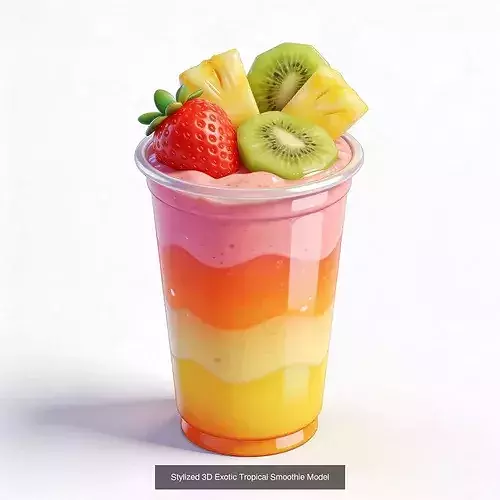Stylized Summer Drinks and Desserts Collection 3D Model Pack 4