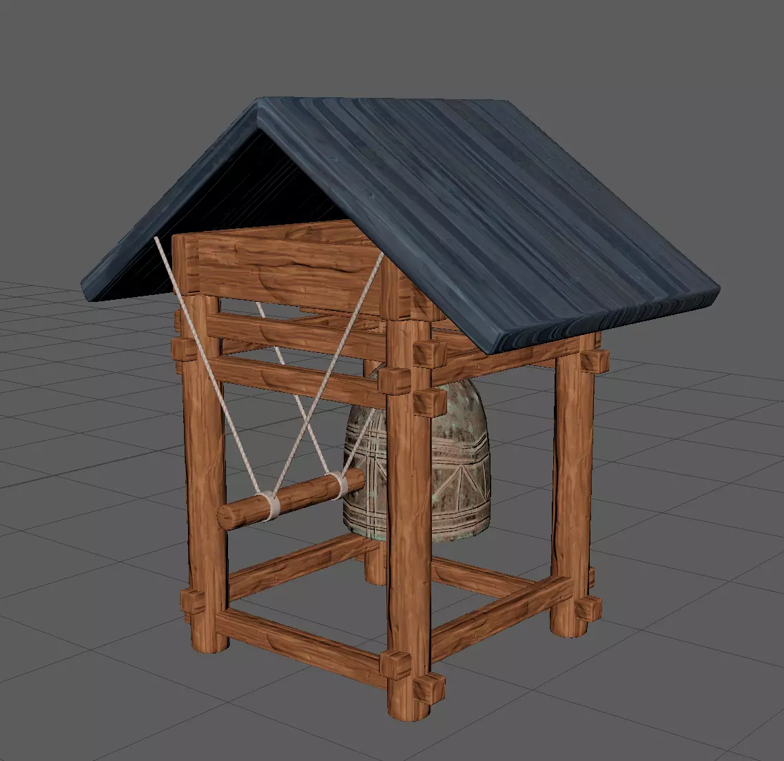 Japanese shrine belltower Low-poly 3D model