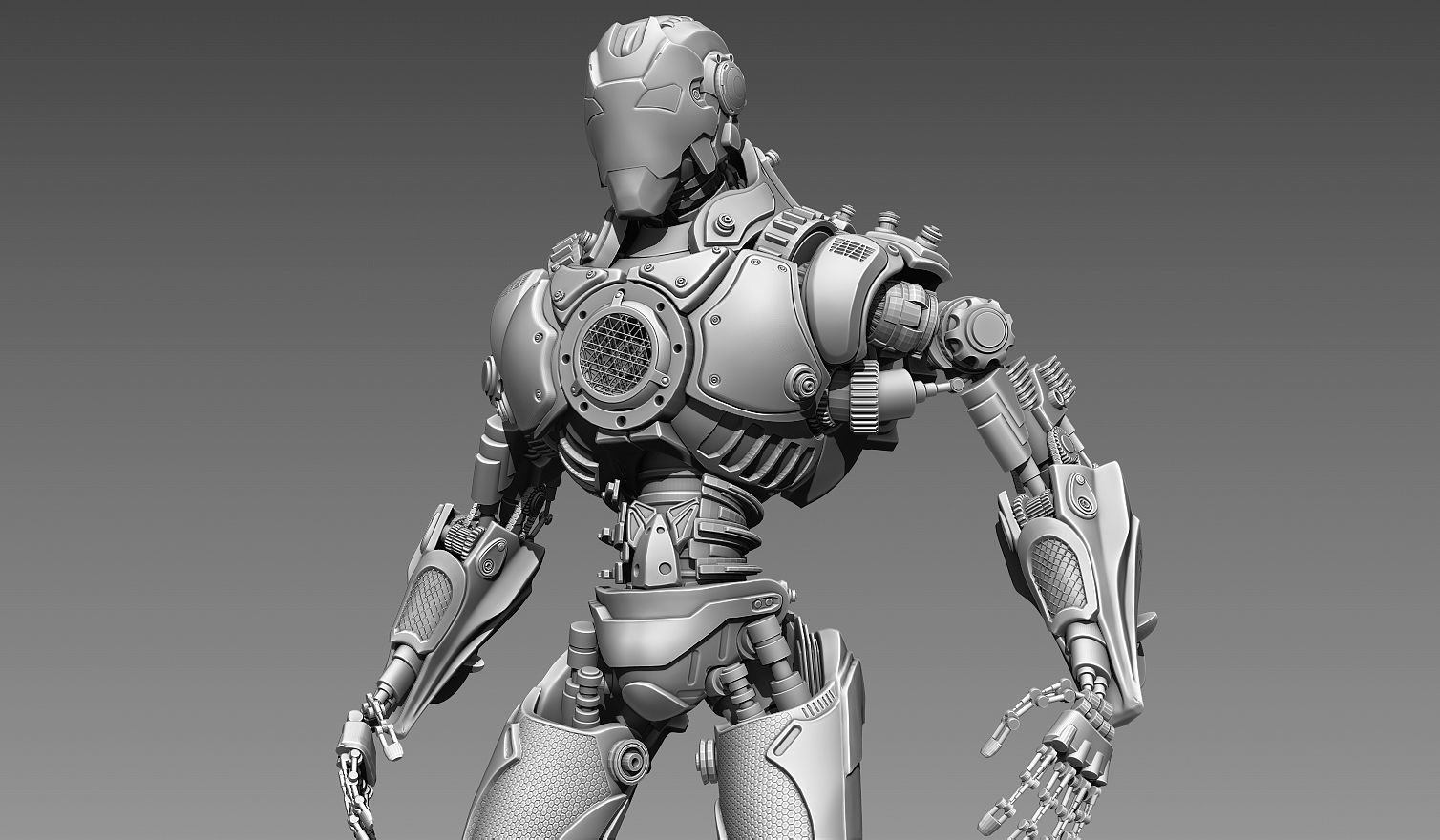 Sci-Fi Robot Updated 3D model_4