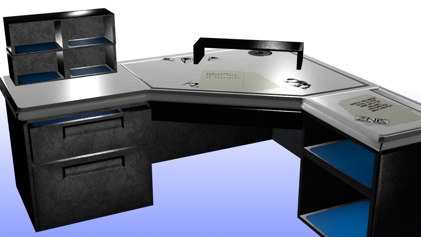 Modern Office Desk Game Ready Low-poly 3D model_6