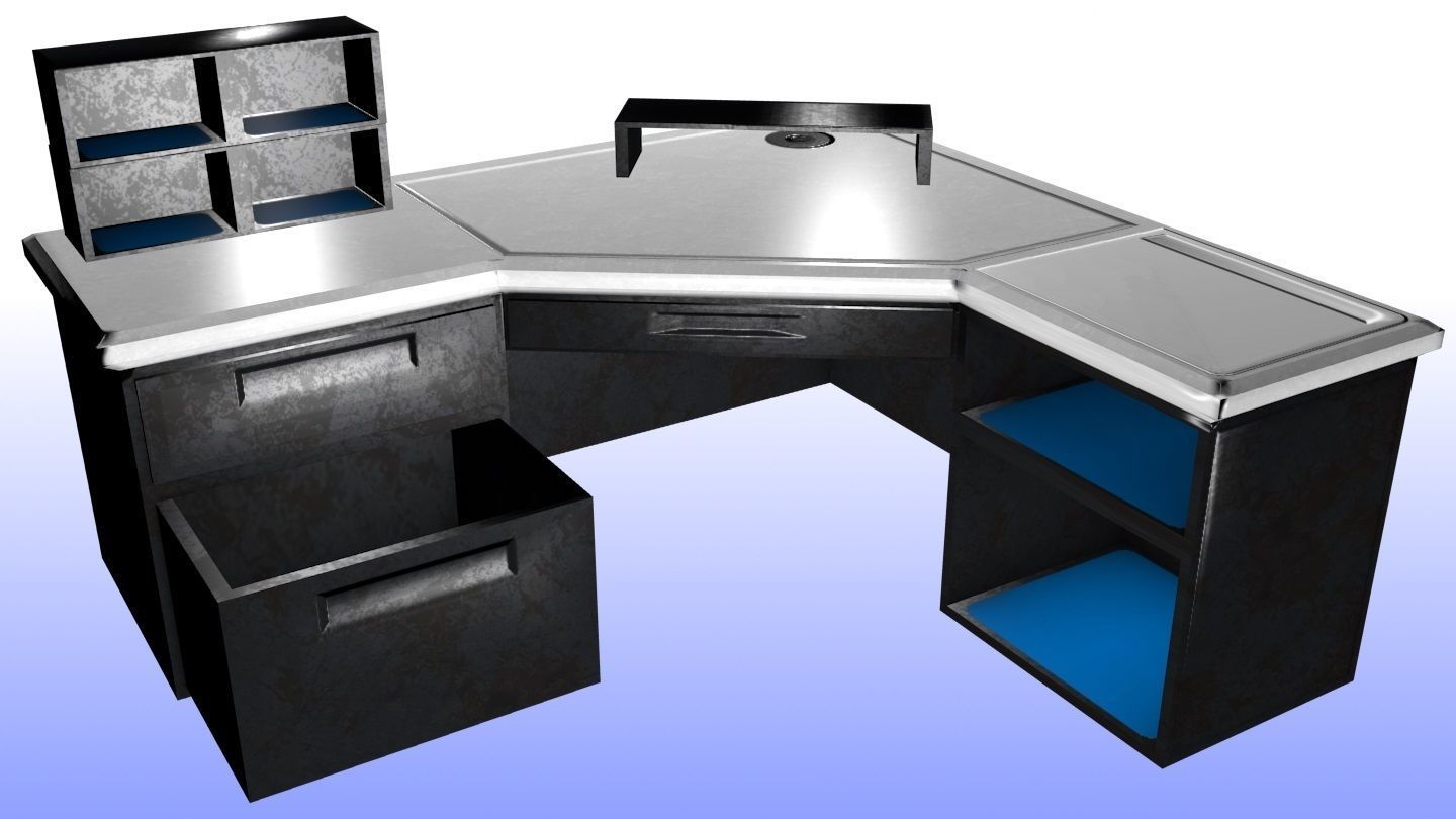 Modern Office Desk Game Ready Low-poly 3D model_8