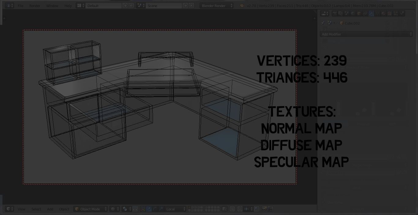Modern Office Desk Game Ready Low-poly 3D model_12