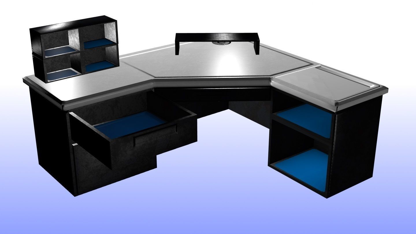 Modern Office Desk Game Ready Low-poly 3D model_10