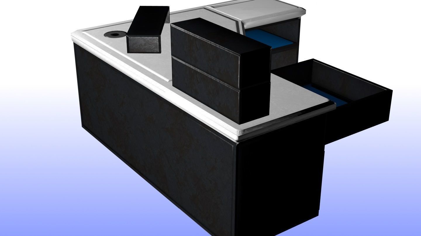 Modern Office Desk Game Ready Low-poly 3D model_9