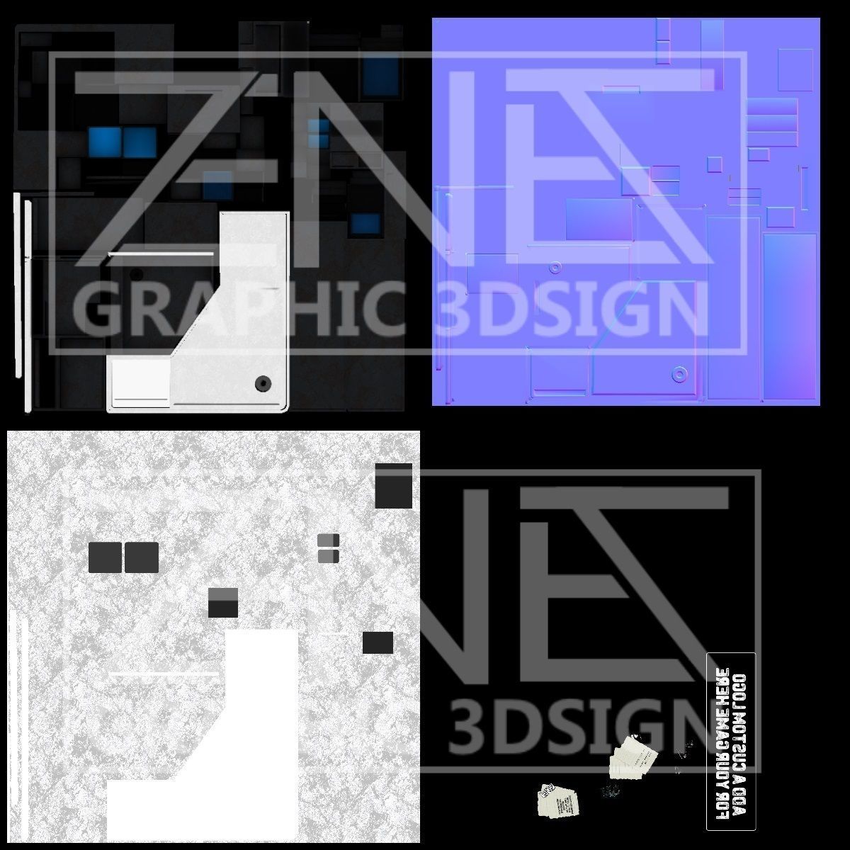 Modern Office Desk Game Ready Low-poly 3D model_13