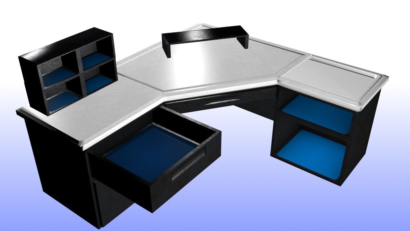 Modern Office Desk Game Ready Low-poly 3D model_2