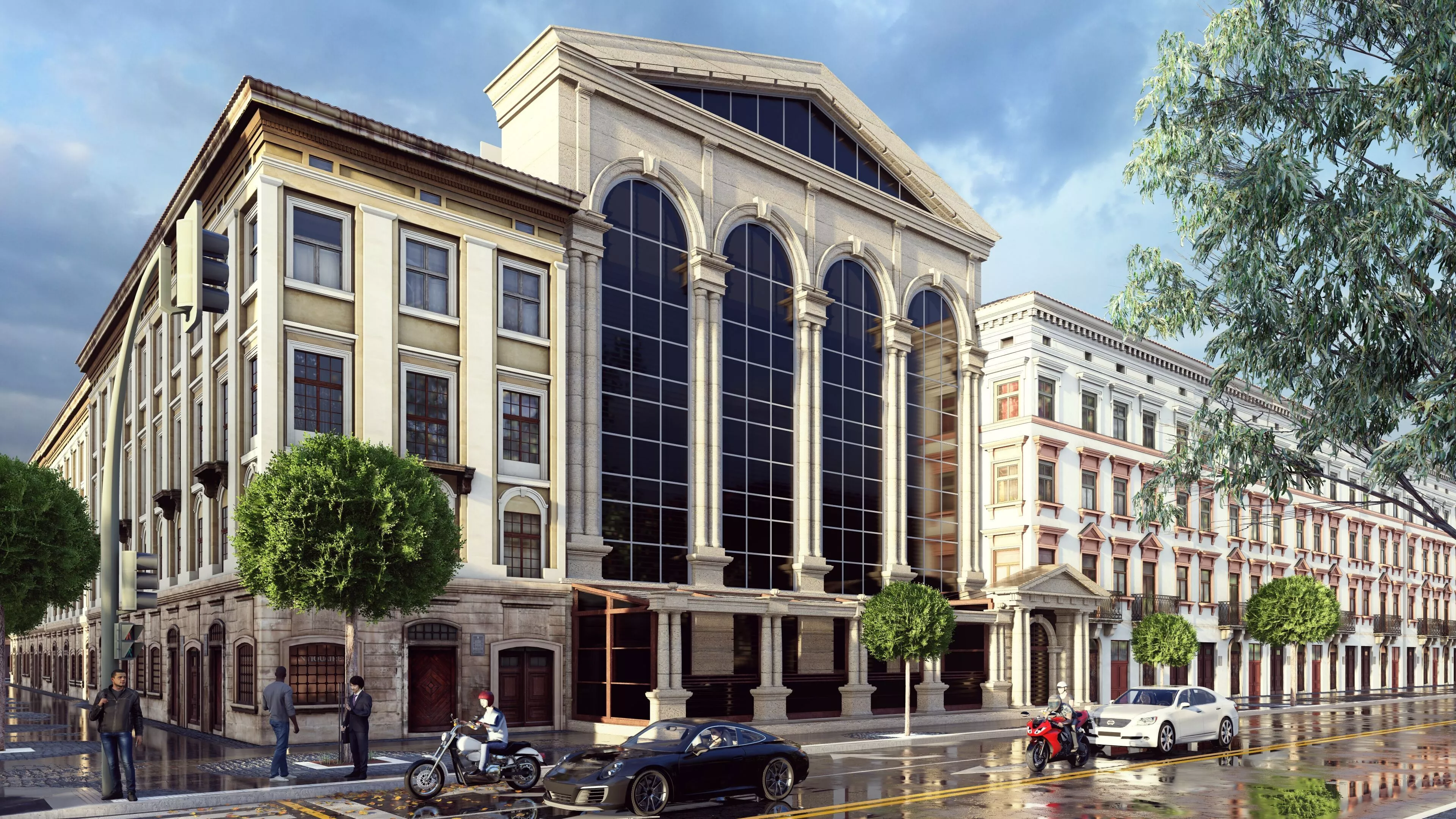 Classic stone facade-Building Classic Facade Element 3D model