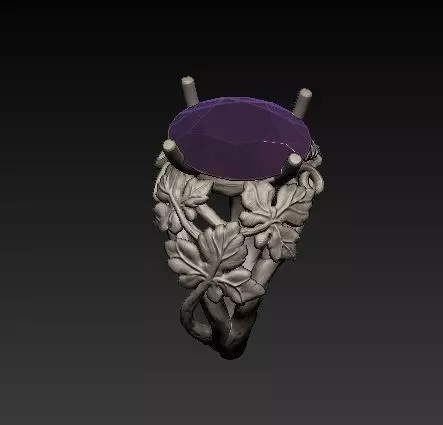 leaves ring 3D print model_0