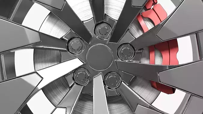 Multi Spoke Car Wheel Rim 3D model 3